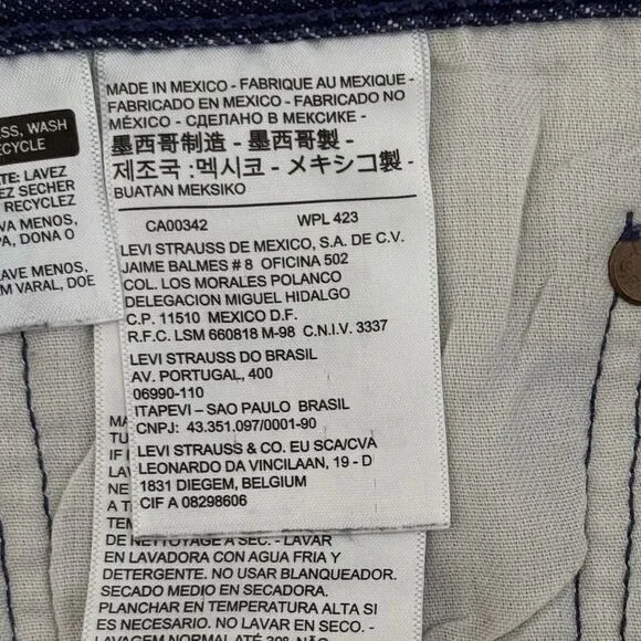 Levis Jeans Mens 42x30 Blue 501 Straight Fit Button Fly White Oak Cone Denim
